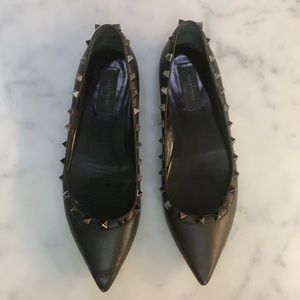 Valentino Black Stud Ballerina Flats Free Shipping